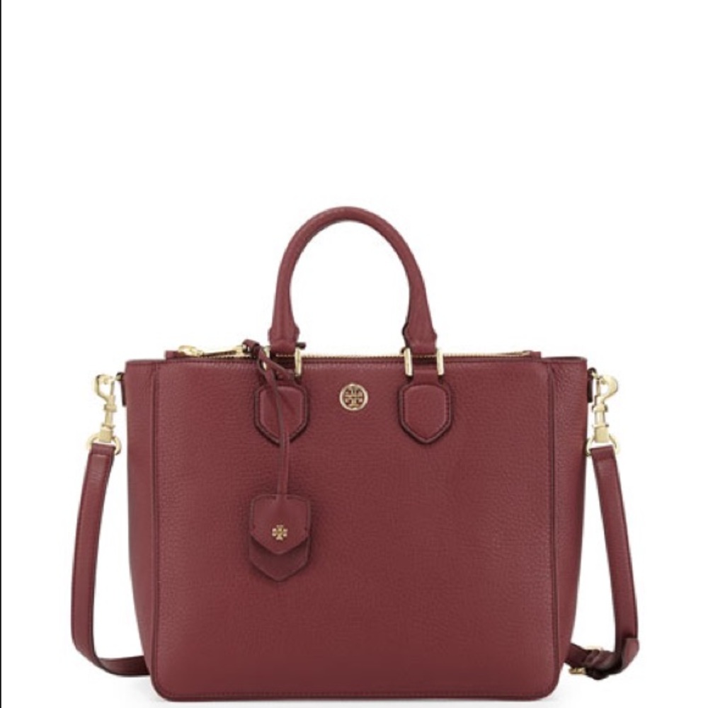 Tory Burch Robinson pebbled-leather square tote